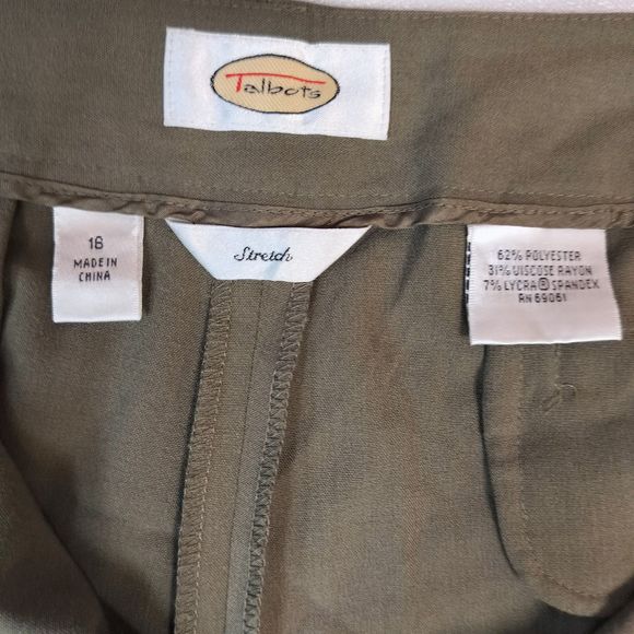 Women's Talbots Olive Green Stretch Pants Size 16 - Picture 4 of 7